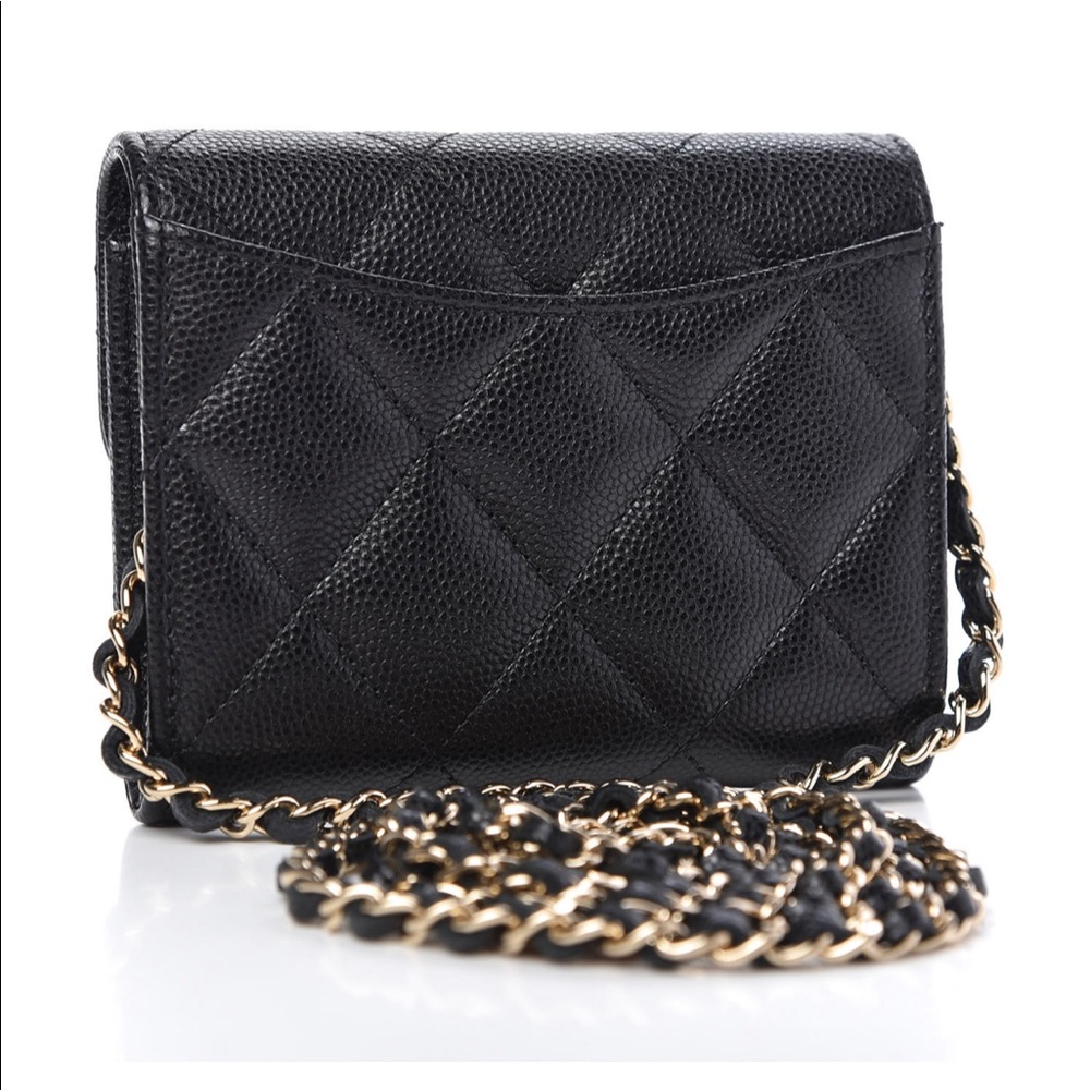 βSOLDβAuth Chanel caviar flap card w chain - Picture 6 of 10